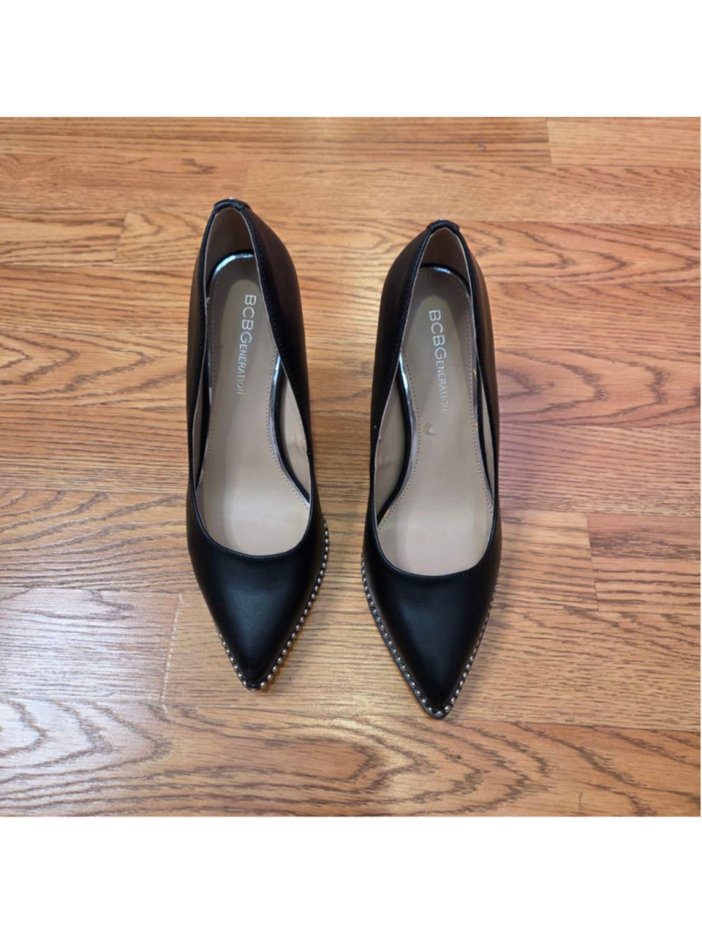 BCBGeneration Black Studded Pointed Toe Heels Size 7.5